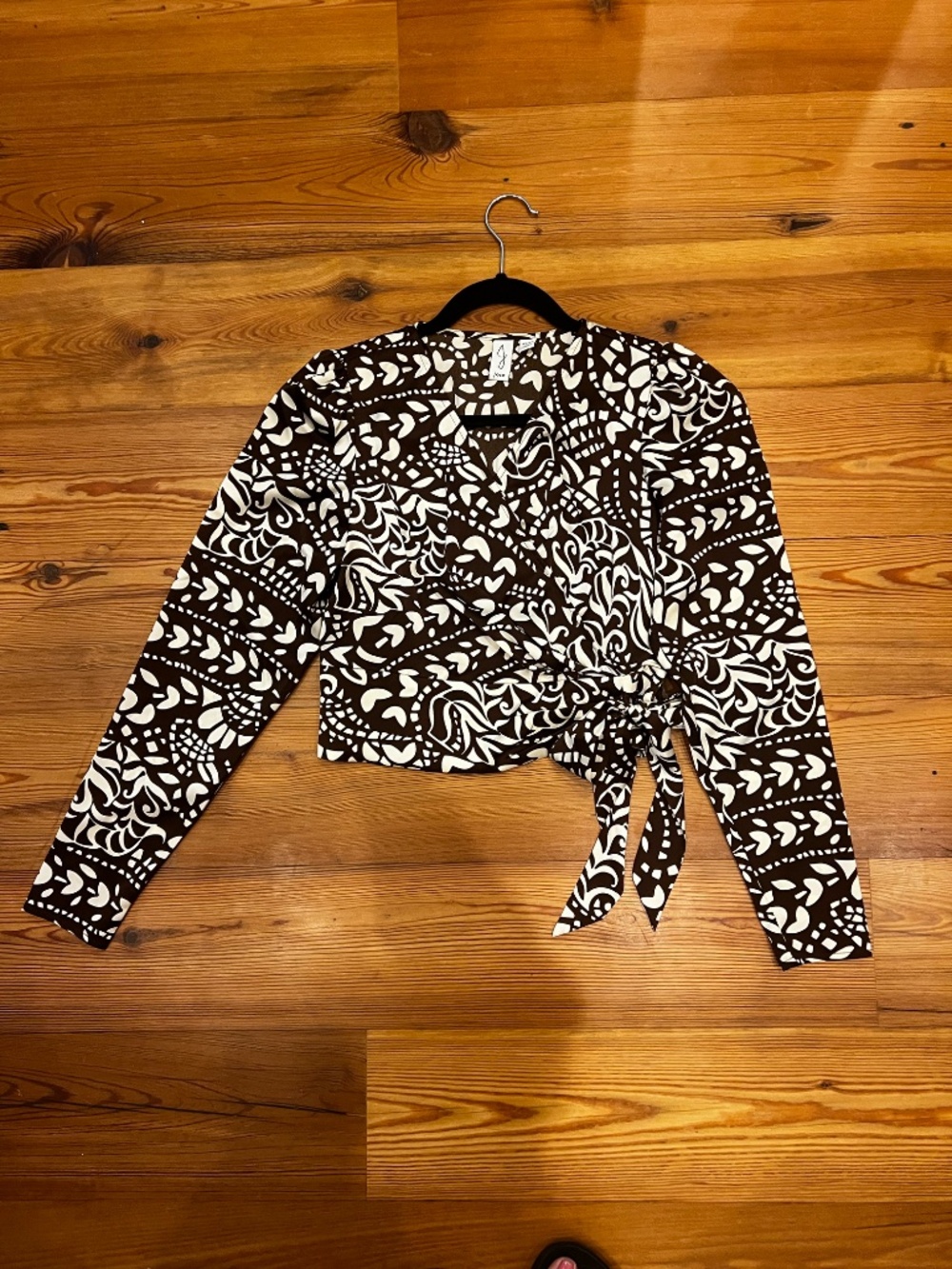 Joie patterned wrap blouse w/side tie and elastic shirred back XS/TP NWOT